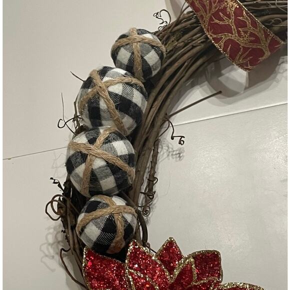 Handcrafted Wreath Grapevine Christmas Owl NWOT - Picture 7 of 12